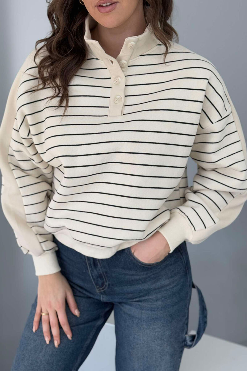 STRIPED FLUFFY WOMEN SWEATSHIRT BLACK/ E ZEZE - 2