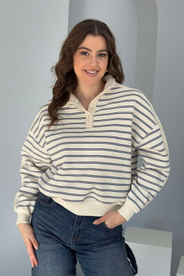 STRIPED FLUFFY WOMEN SWEATSHIRT BLUE/BLU 