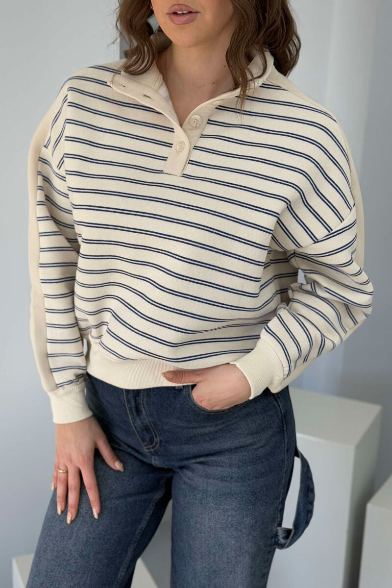 STRIPED FLUFFY WOMEN SWEATSHIRT BLUE/BLU - 2