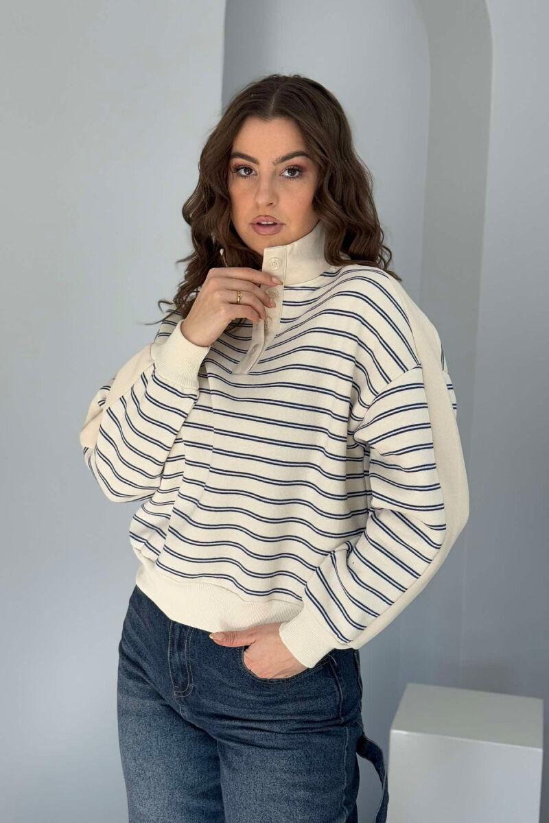 STRIPED FLUFFY WOMEN SWEATSHIRT BLUE/BLU - 3