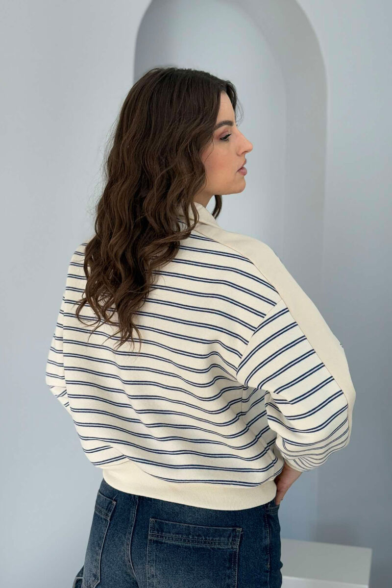 STRIPED FLUFFY WOMEN SWEATSHIRT BLUE/BLU - 4