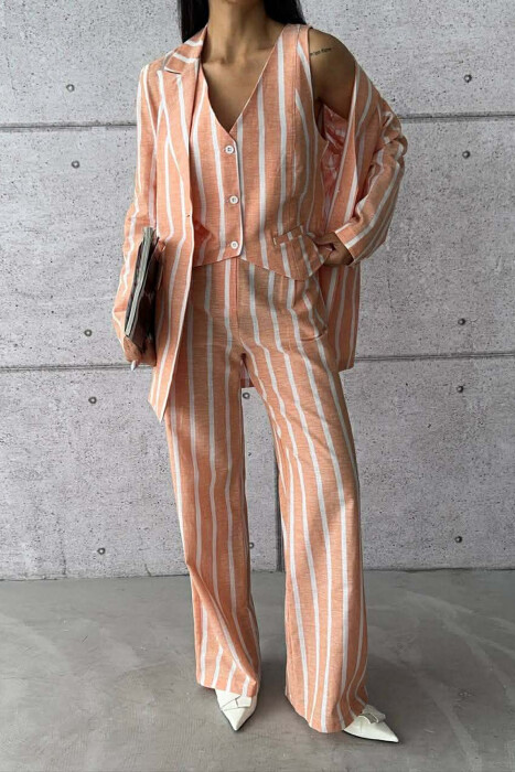 SET XHAKETE+ JELEK+PANTALLONA ME VIJA PER FEMRA NE NGJYRE PORTOKALLI - KLAUDIO FASHION