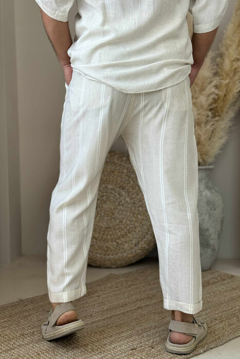 STRIPED LACINGS MEN PANTS CREAM/KREM - 3