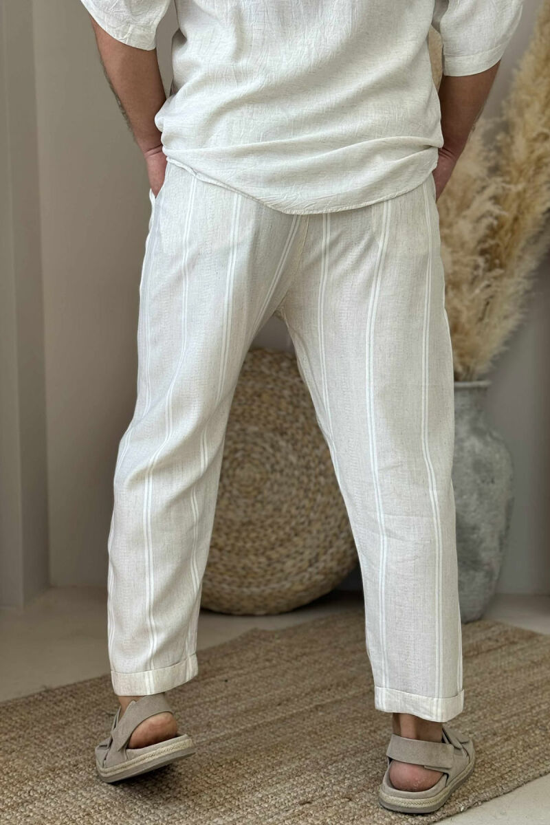 STRIPED LACINGS MEN PANTS CREAM/KREM - 3