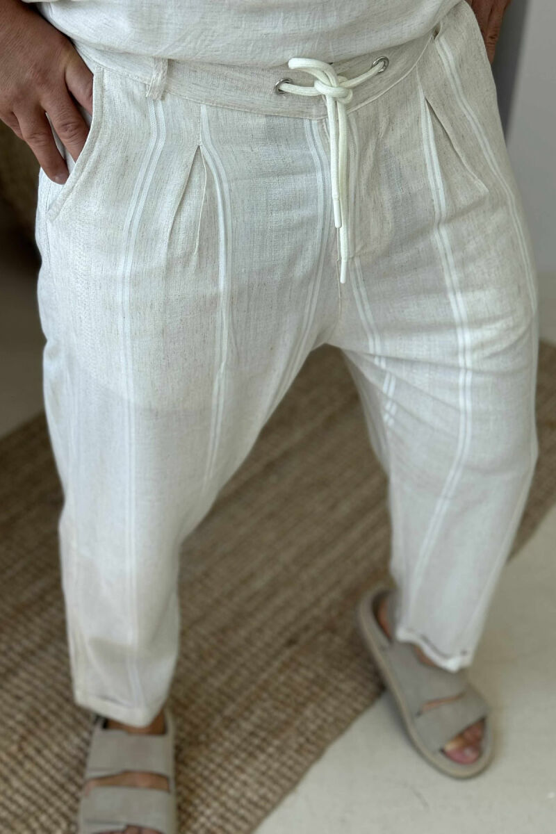 STRIPED LACINGS MEN PANTS CREAM/KREM - 4