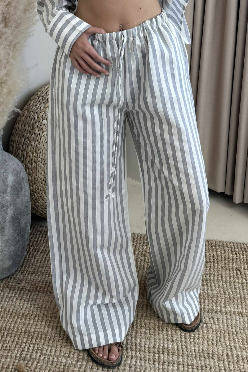 STRIPED LONG SLEEVE SHIRT+TROUSERS WOMEN SET GREY/GRI - 4