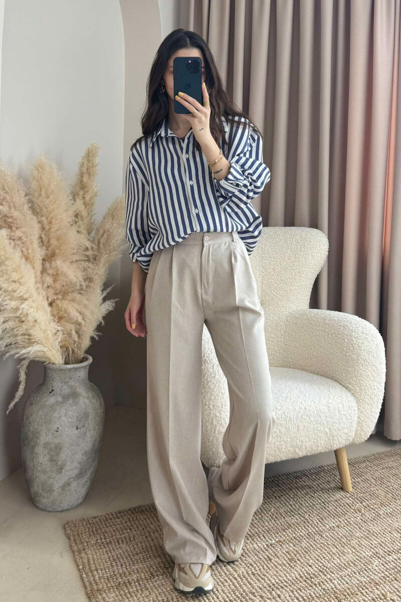 STRIPED LONG SLEEVES WOMEN SHIRT BLUE/BLU - 1