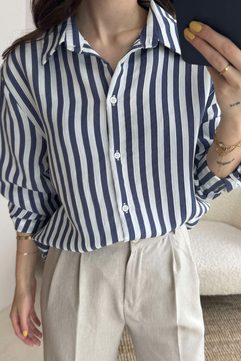 STRIPED LONG SLEEVES WOMEN SHIRT BLUE/BLU - 3