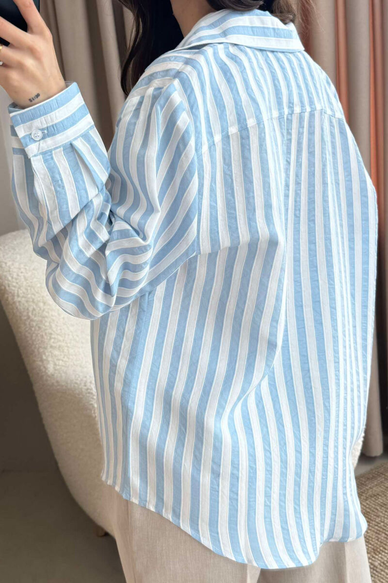 STRIPED LONG SLEEVES WOMEN SHIRT LIGHTBLUE/BZ - 2