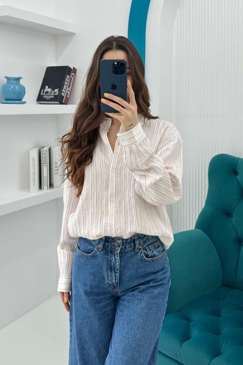 STRIPED LONG SLEEVES WOMEN SHIRT POWDER/PUDER - 2