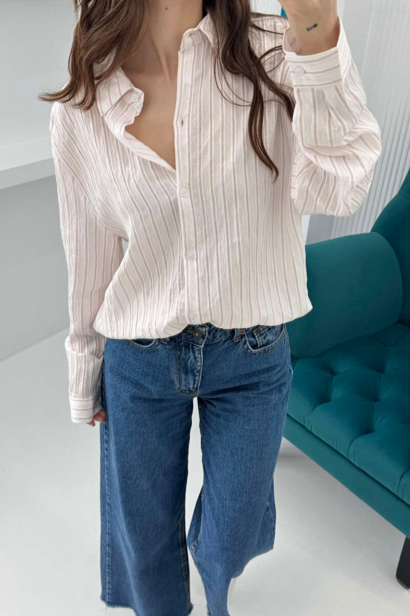 STRIPED LONG SLEEVES WOMEN SHIRT POWDER/PUDER - 3