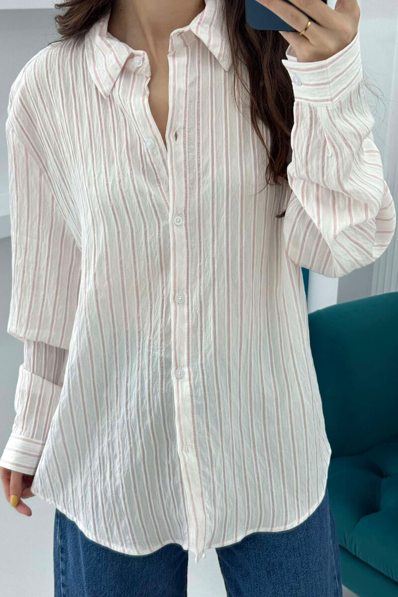 STRIPED LONG SLEEVES WOMEN SHIRT POWDER/PUDER - 4