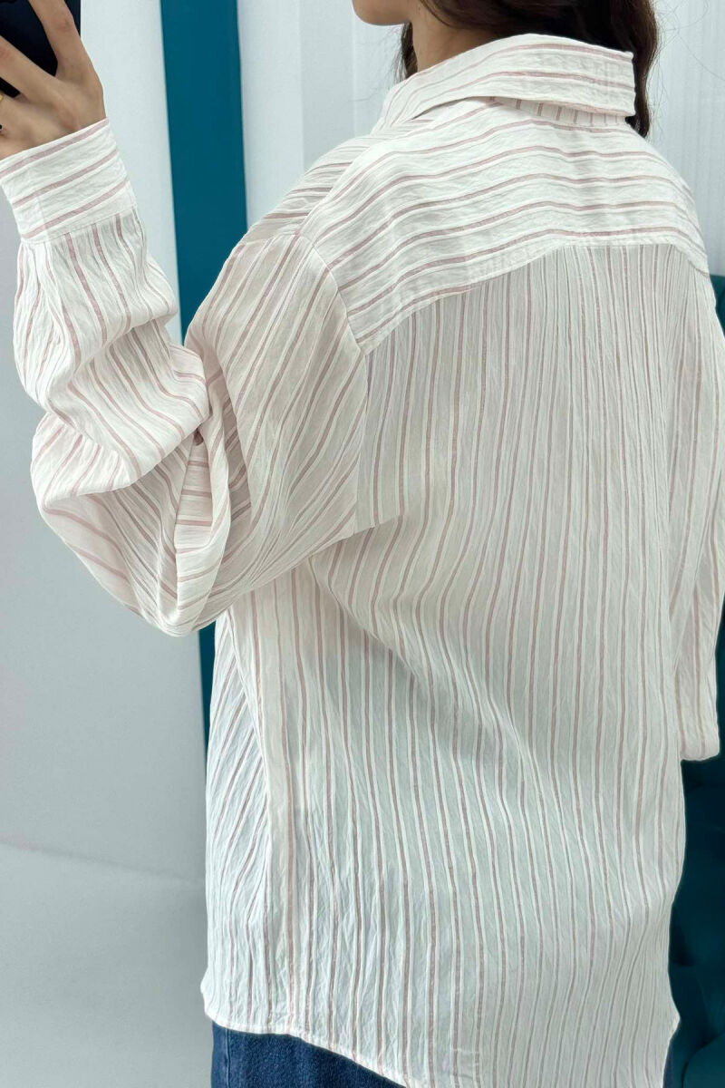 STRIPED LONG SLEEVES WOMEN SHIRT POWDER/PUDER - 5