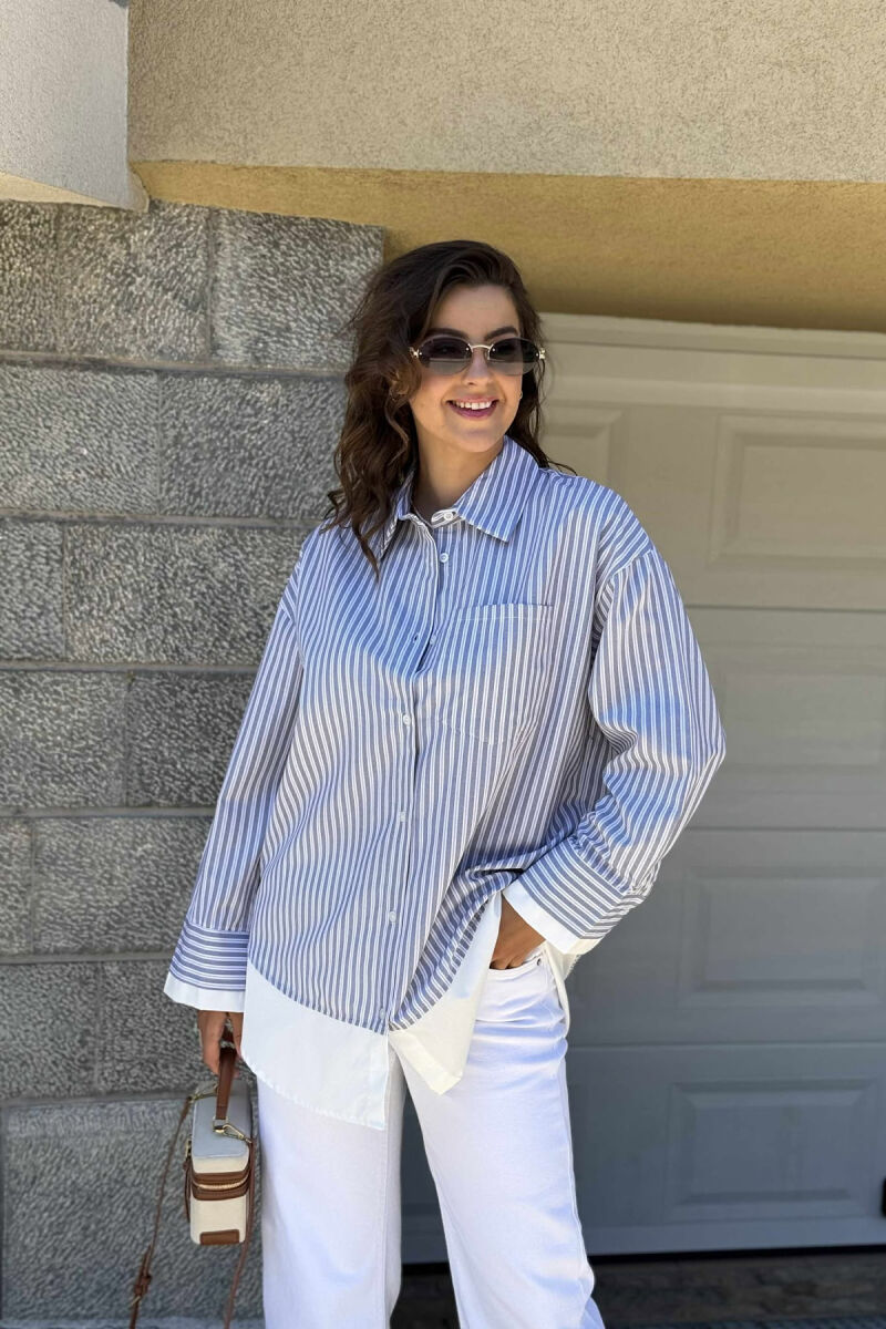 STRIPED LONG WOMEN SHIRT GREY/GRI - 4