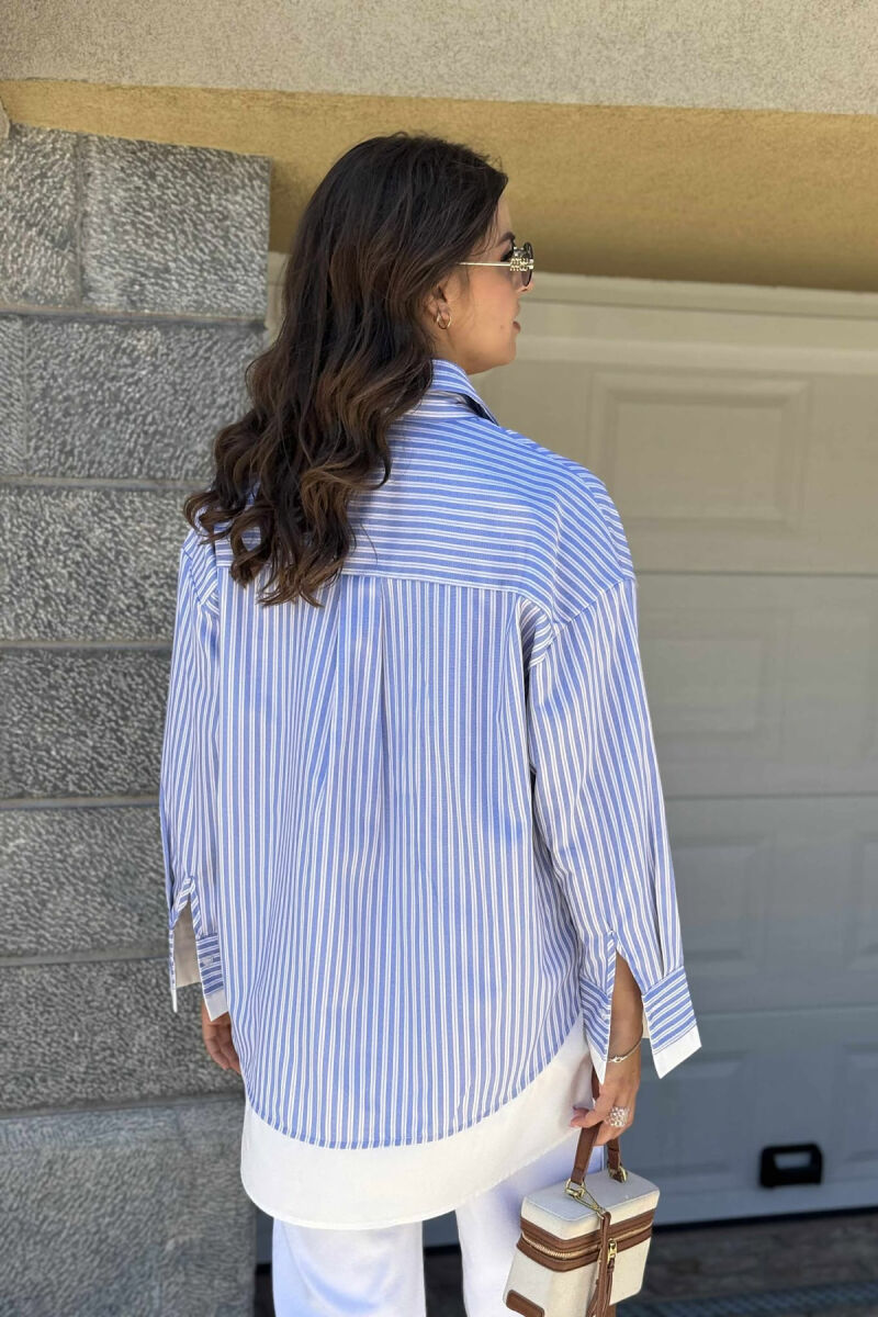 STRIPED LONG WOMEN SHIRT LIGHTBLUE/BZ - 2