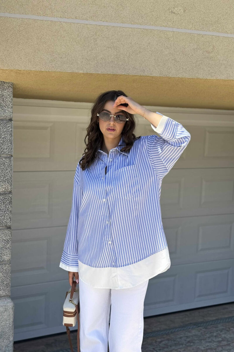STRIPED LONG WOMEN SHIRT LIGHTBLUE/BZ - 5