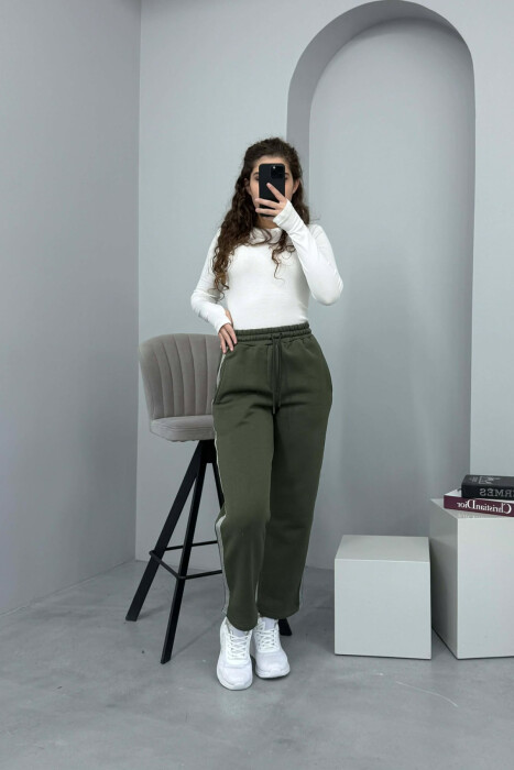 TUTA NJË NGJYRËSHE ME PUSH DHE VIJA PËR FEMRA NË NGJYRË JESHILE - KLAUDIO FASHION