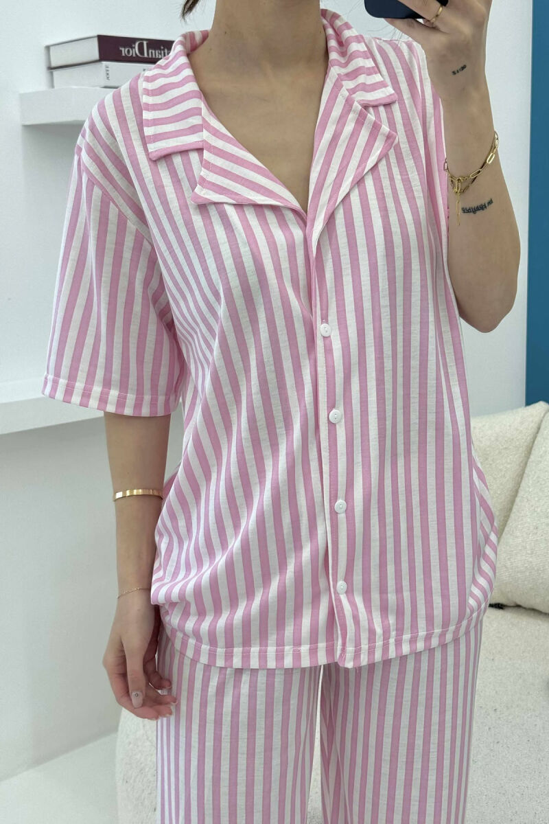 STRIPED SHIRT+TROUSERS WOMEN PYJAMAS PINK/ROZE - 2