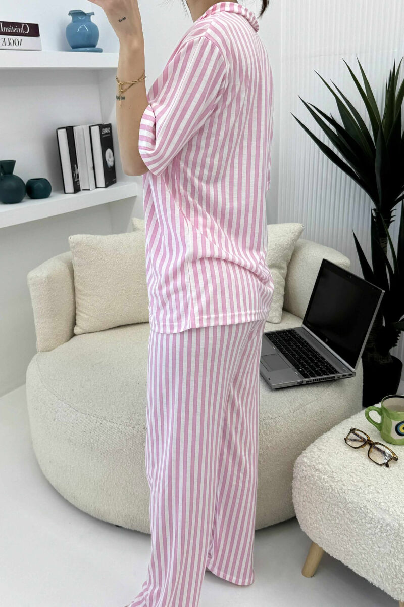STRIPED SHIRT+TROUSERS WOMEN PYJAMAS PINK/ROZE - 4