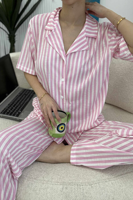 STRIPED SHIRT+TROUSERS WOMEN PYJAMAS PINK/ROZE - 5