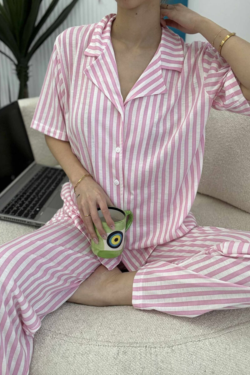 STRIPED SHIRT+TROUSERS WOMEN PYJAMAS PINK/ROZE - 5