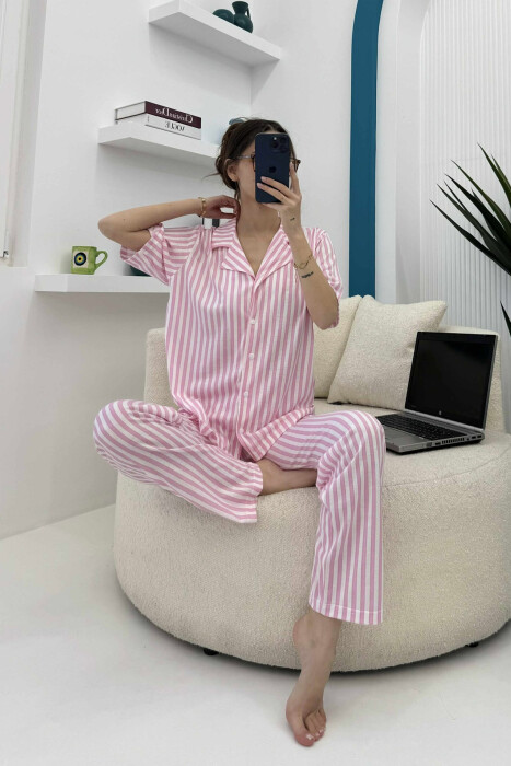 STRIPED SHIRT+TROUSERS WOMEN PYJAMAS PINK/ROZE - 7