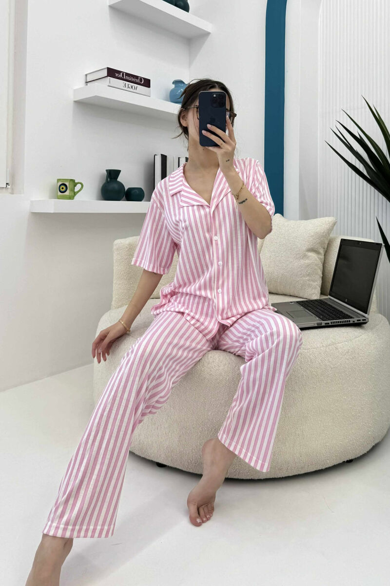 STRIPED SHIRT+TROUSERS WOMEN PYJAMAS PINK/ROZE - 8