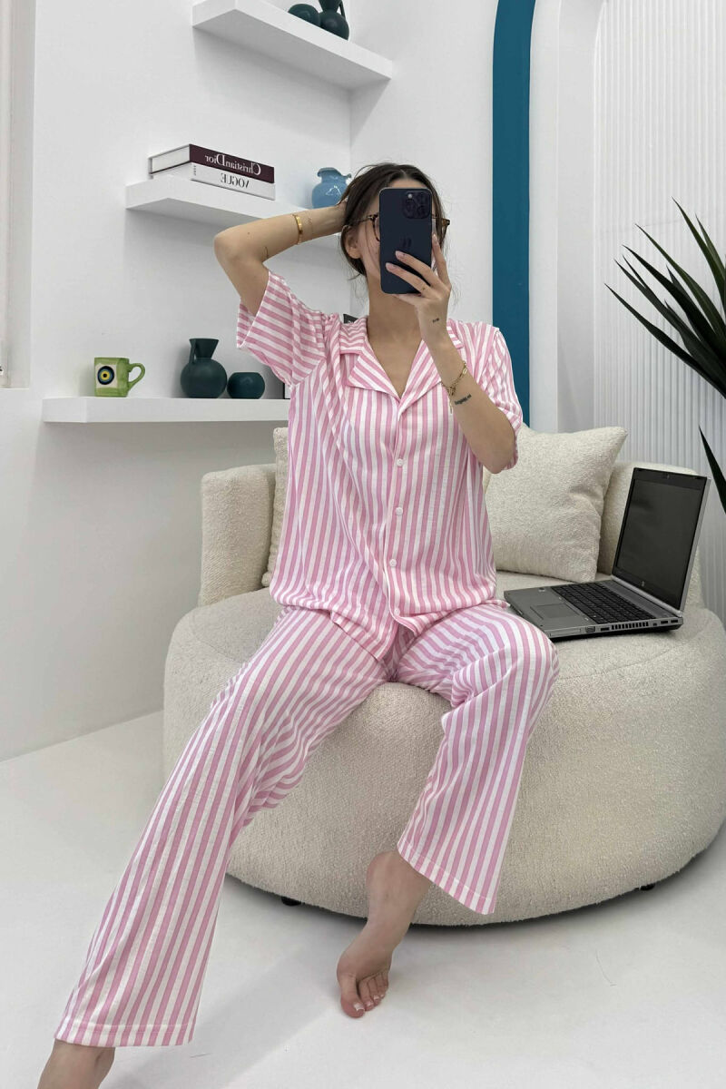 STRIPED SHIRT+TROUSERS WOMEN PYJAMAS PINK/ROZE - 9