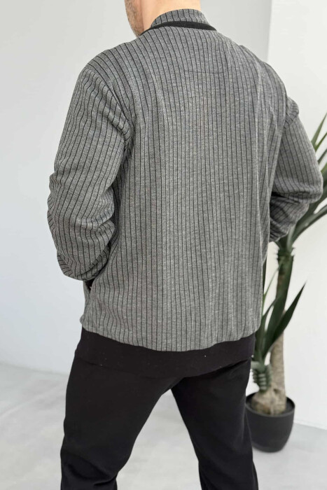 STRIPED SIMPLE MEN CARDIGAN GREY/GRI - 2