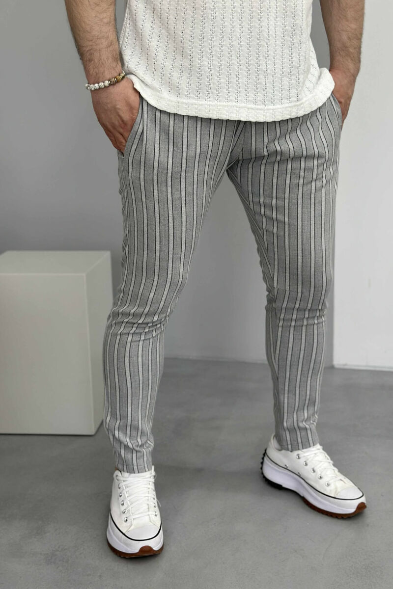 STRIPED SIMPLE MEN PANTS LIGHT GREY/GZ - 1