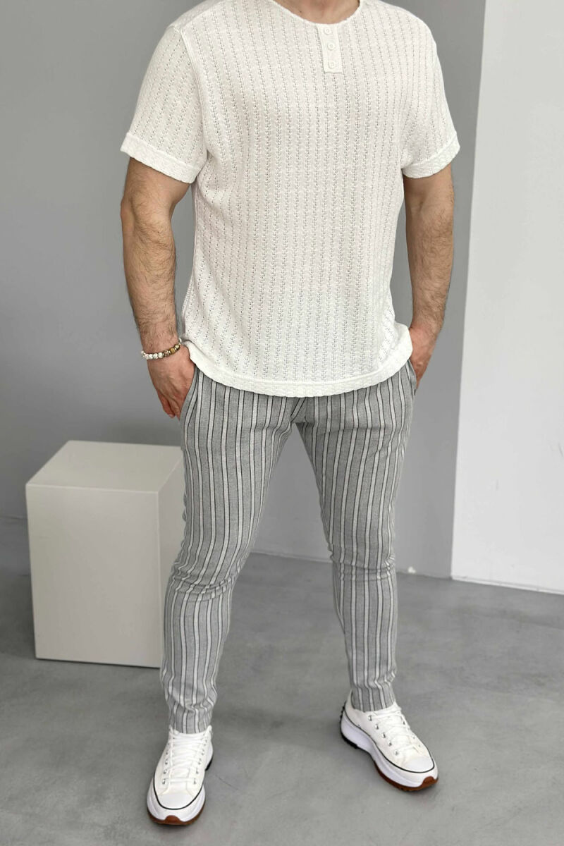 STRIPED SIMPLE MEN PANTS LIGHT GREY/GZ - 2