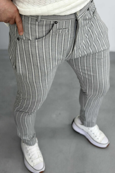 STRIPED SIMPLE MEN PANTS LIGHT GREY/GZ - 5