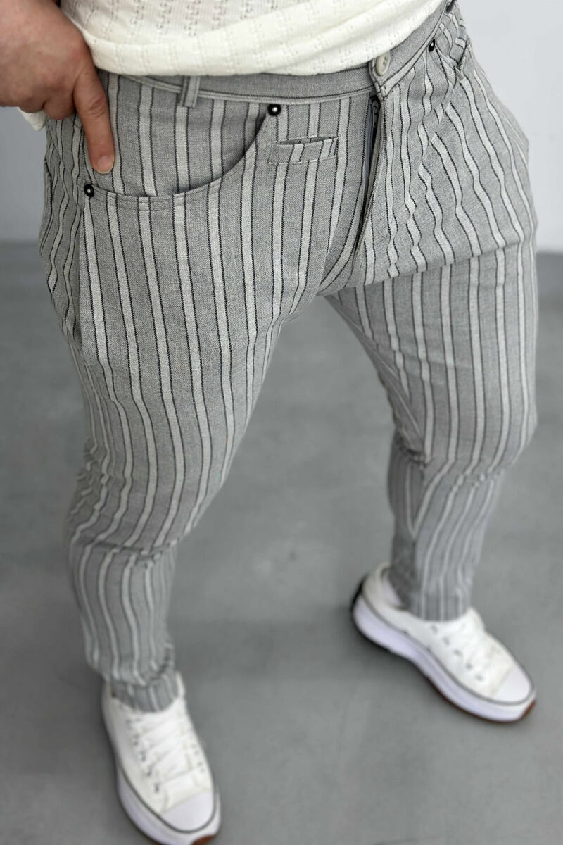 STRIPED SIMPLE MEN PANTS LIGHT GREY/GZ - 5