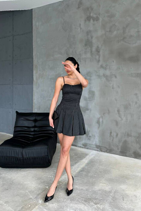 STRIPED SIMPLE WOMEN DRESS BLACK/ E ZEZE - 2