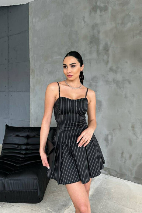 STRIPED SIMPLE WOMEN DRESS BLACK/ E ZEZE - 3