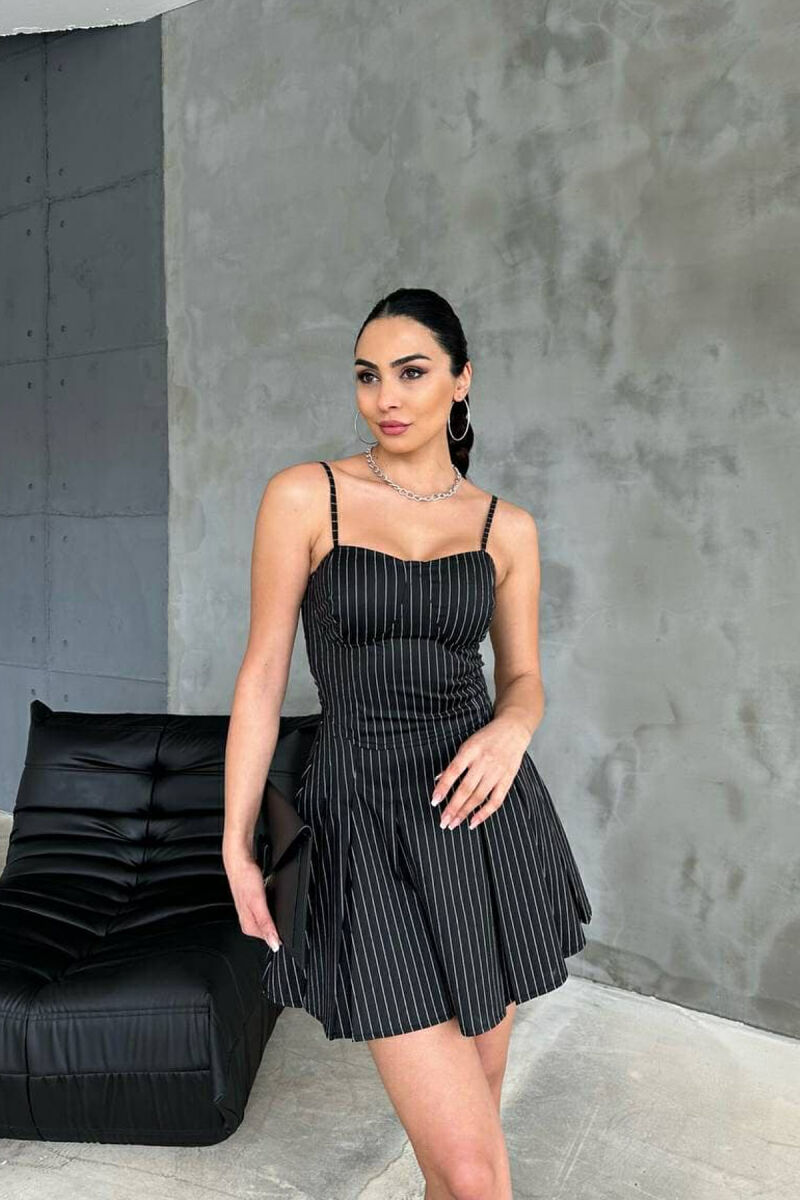 STRIPED SIMPLE WOMEN DRESS BLACK/ E ZEZE - 3