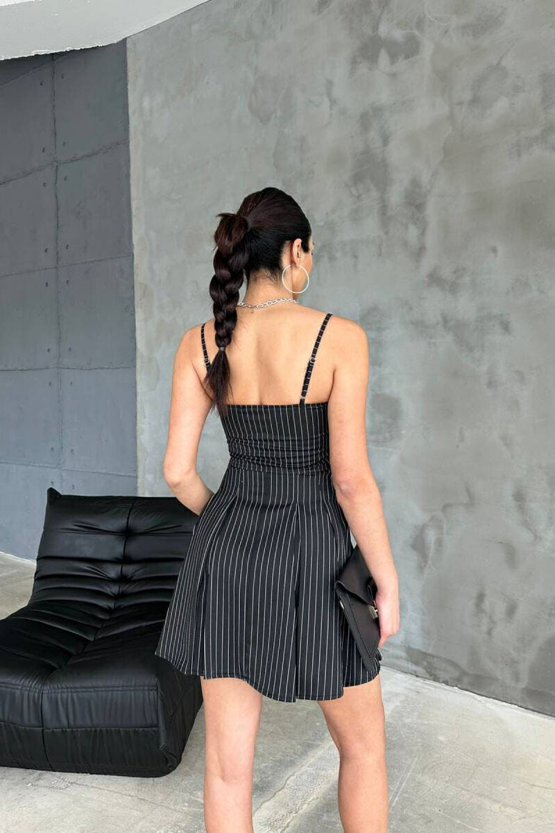 STRIPED SIMPLE WOMEN DRESS BLACK/ E ZEZE - 5