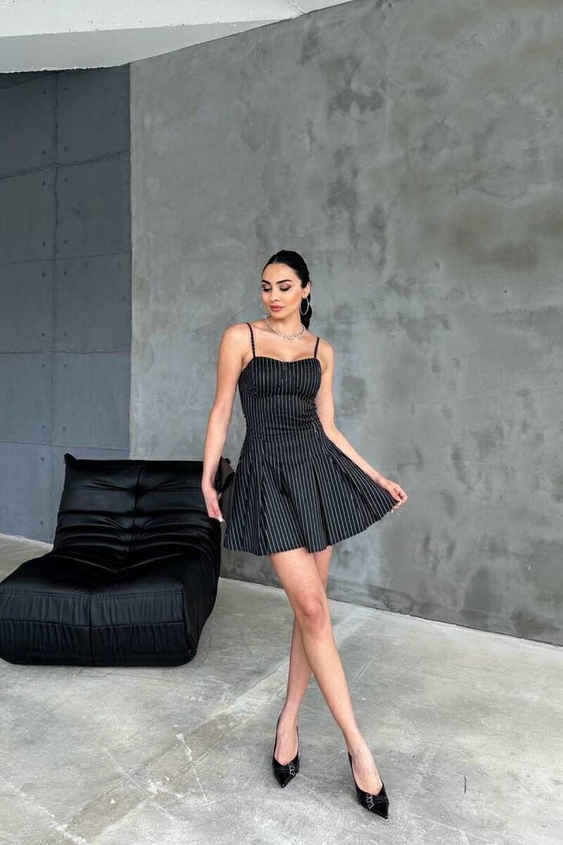 STRIPED SIMPLE WOMEN DRESS BLACK/ E ZEZE - 7