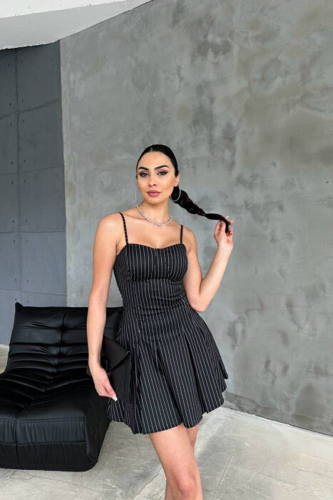 STRIPED SIMPLE WOMEN DRESS BLACK/ E ZEZE 