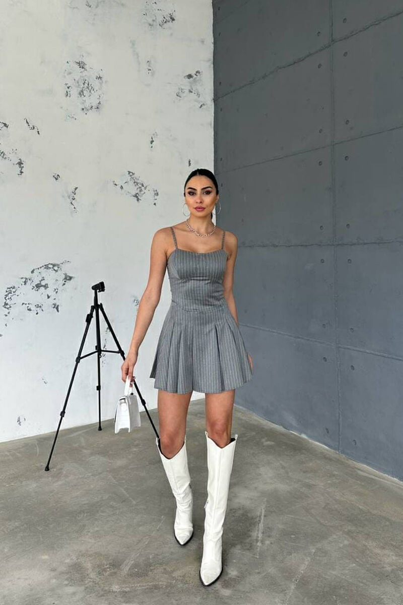 STRIPED SIMPLE WOMEN DRESS GREY/GRI - 3