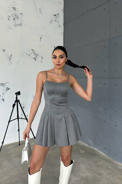 STRIPED SIMPLE WOMEN DRESS GREY/GRI - 4