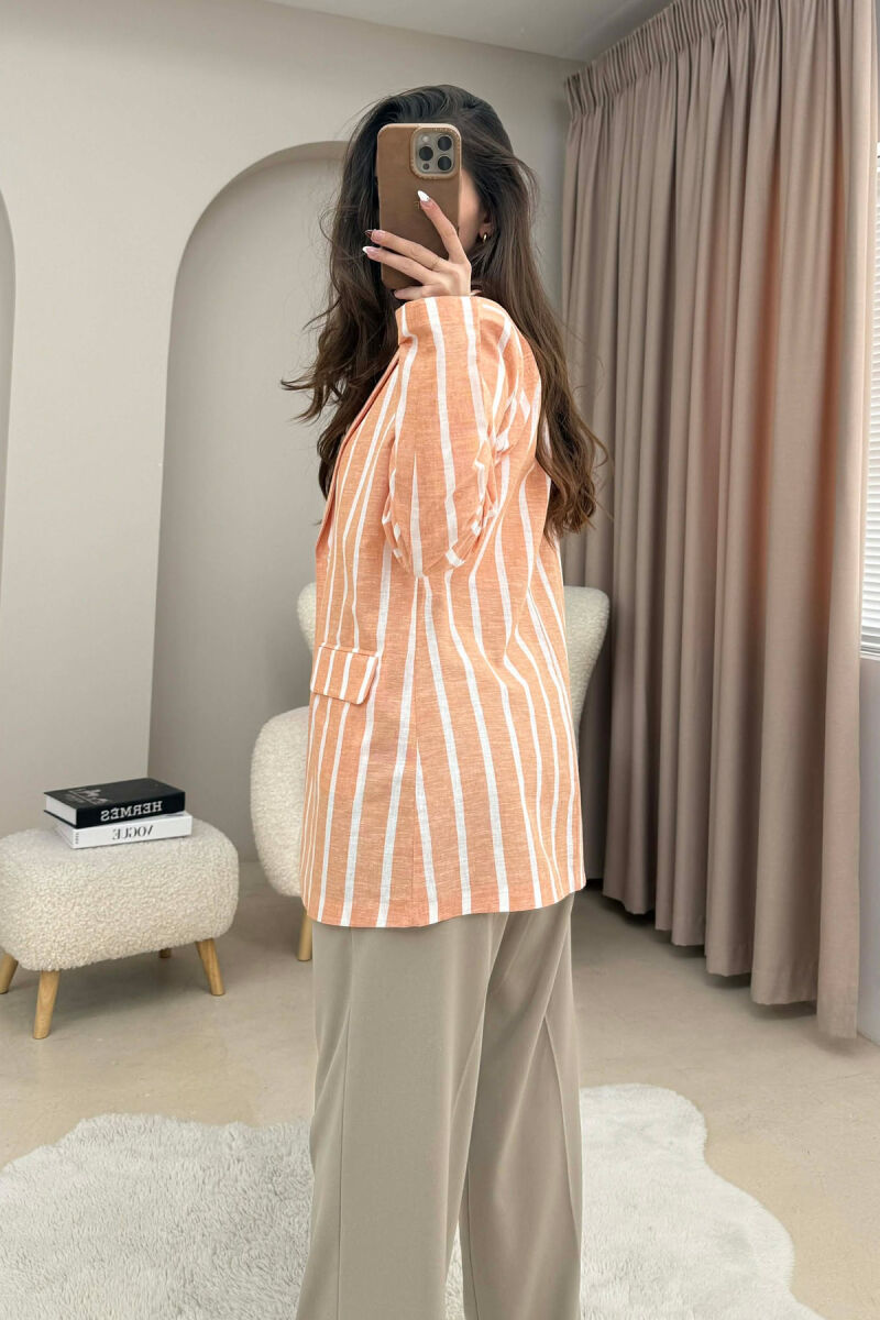 STRIPED SIMPLE WOMEN JACKET ORANGE/PORTOKALLI - 6