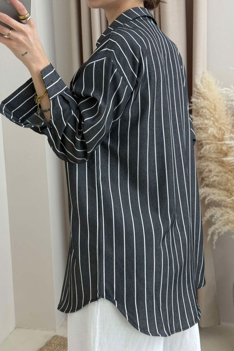 STRIPED SIMPLE WOMEN SHIRT DARK GREY/GEE - 4