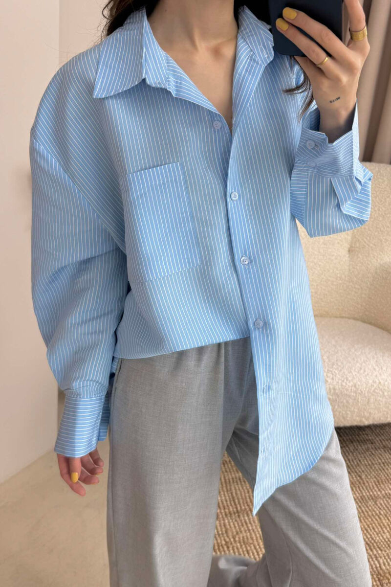 STRIPED SIMPLE WOMEN SHIRT LIGHTBLUE/BZ - 4