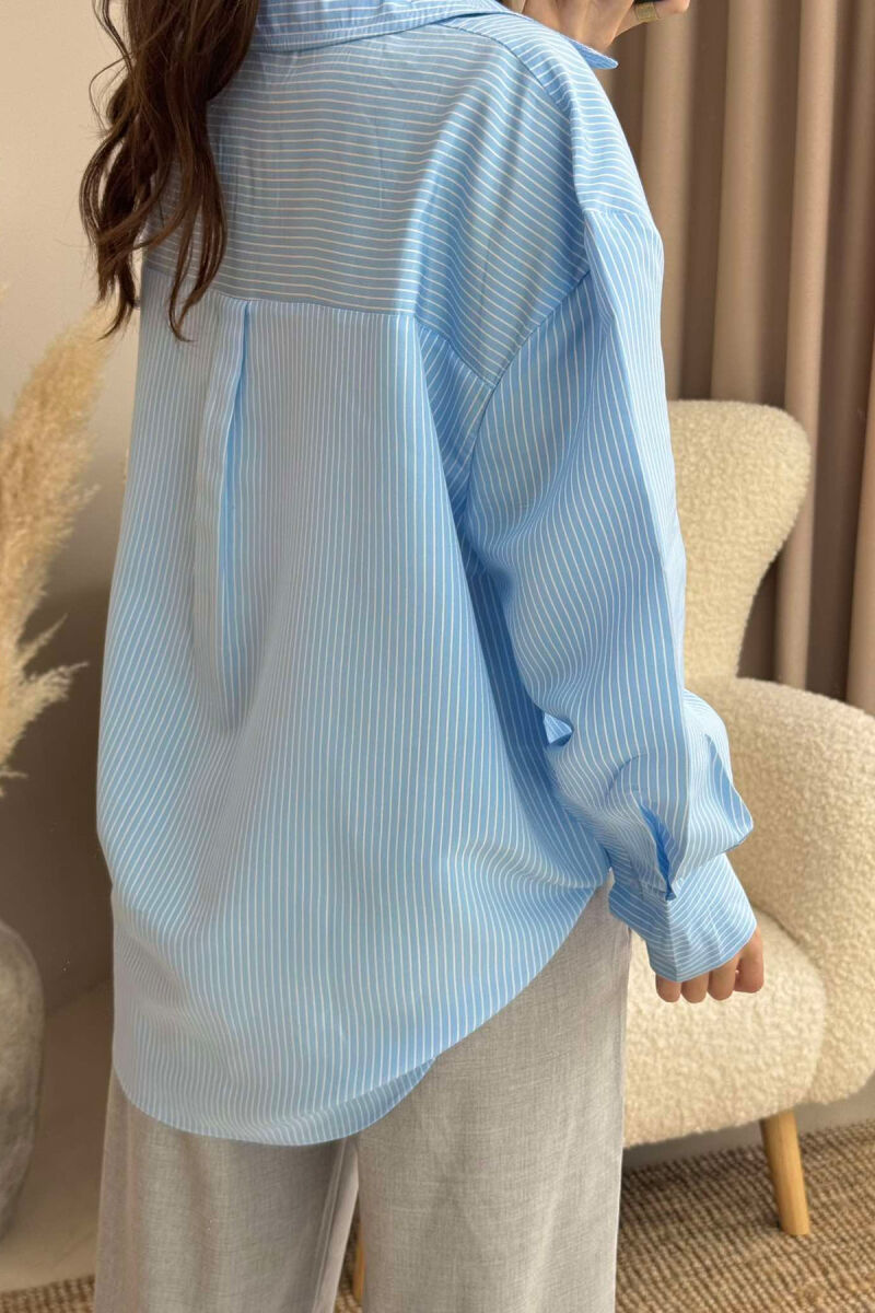 STRIPED SIMPLE WOMEN SHIRT LIGHTBLUE/BZ - 5