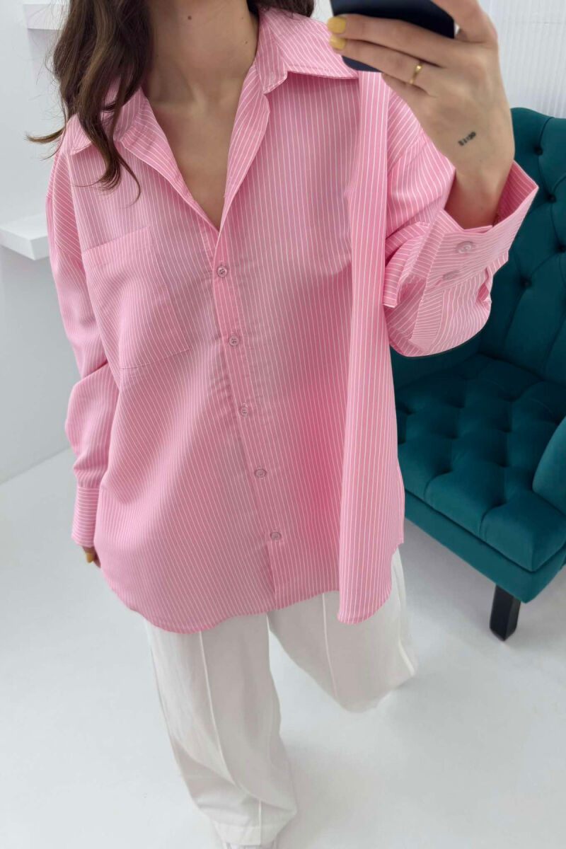 STRIPED SIMPLE WOMEN SHIRT PINK/ROZE - 3