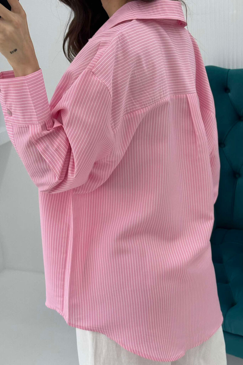 STRIPED SIMPLE WOMEN SHIRT PINK/ROZE - 5