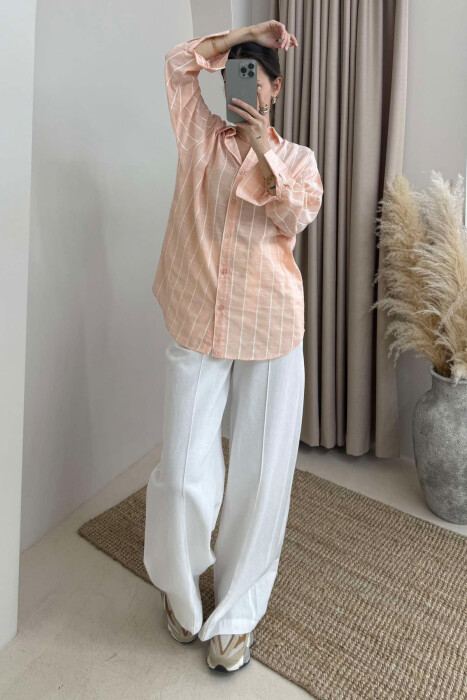 STRIPED SIMPLE WOMEN SHIRT POWDER/PUDER 