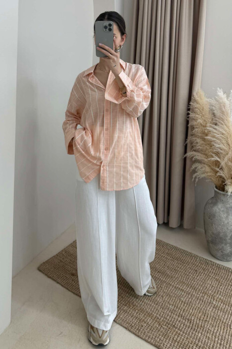 STRIPED SIMPLE WOMEN SHIRT POWDER/PUDER - 2