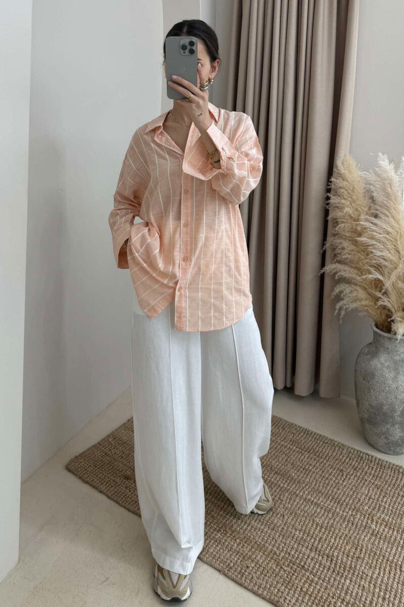 STRIPED SIMPLE WOMEN SHIRT POWDER/PUDER - 2